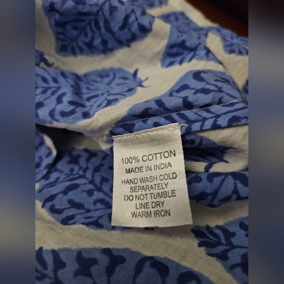 NavyBleu Blue and White Leaf Print Shirt Dress Made In India Medium - Picture 4 of 4